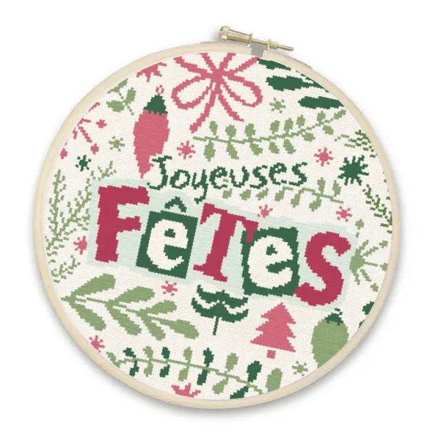 LiliPoints Joyeuses Fêtes borduurpatroon kerst vierkant