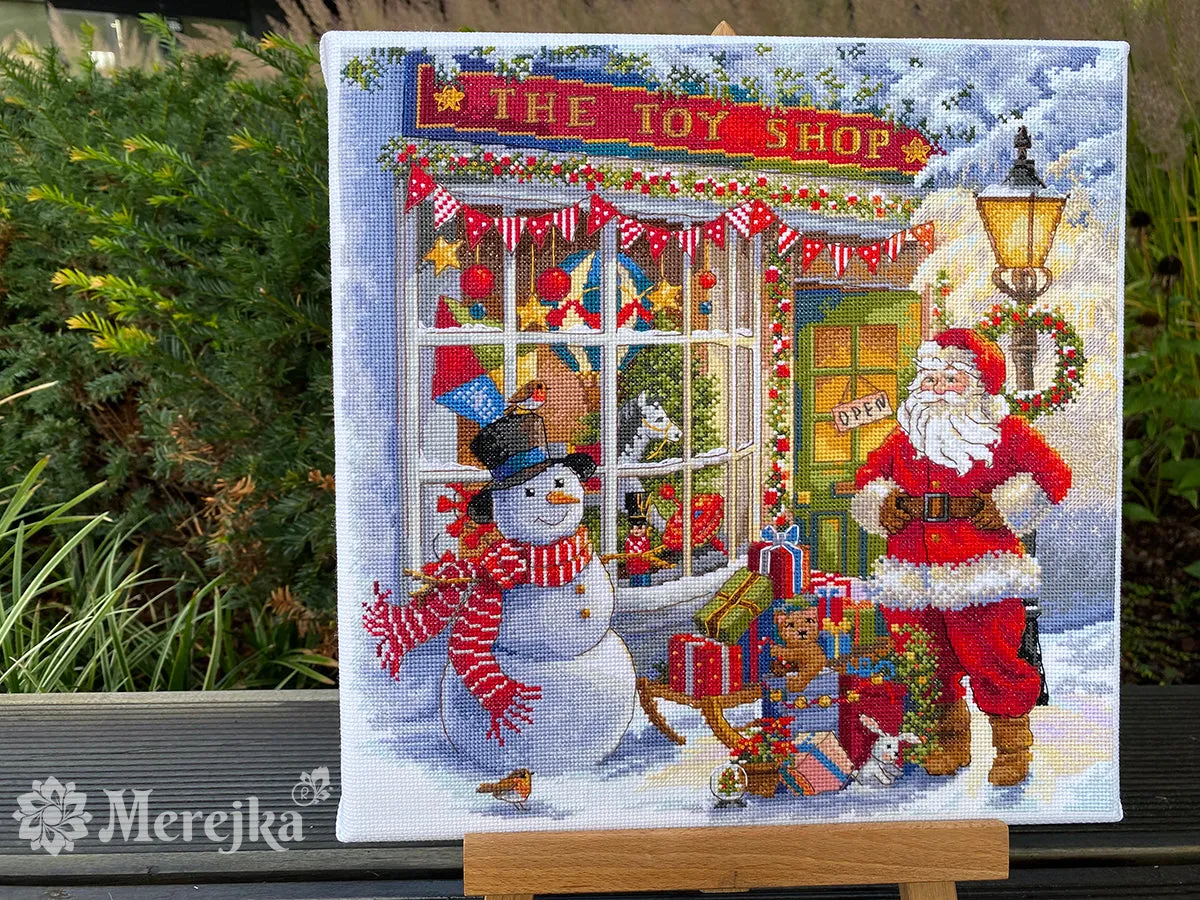 Merejka The Toy Shop borduurpakket 30x30 wit