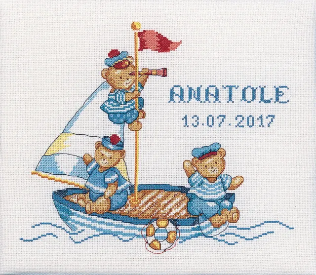 SEG Princesse borduurpakket Naissance Ours Marin geboorte kruissteek