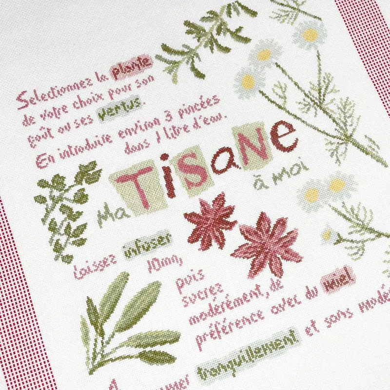 LiliPoints My Herbal Tea borduurpatroon theedoek