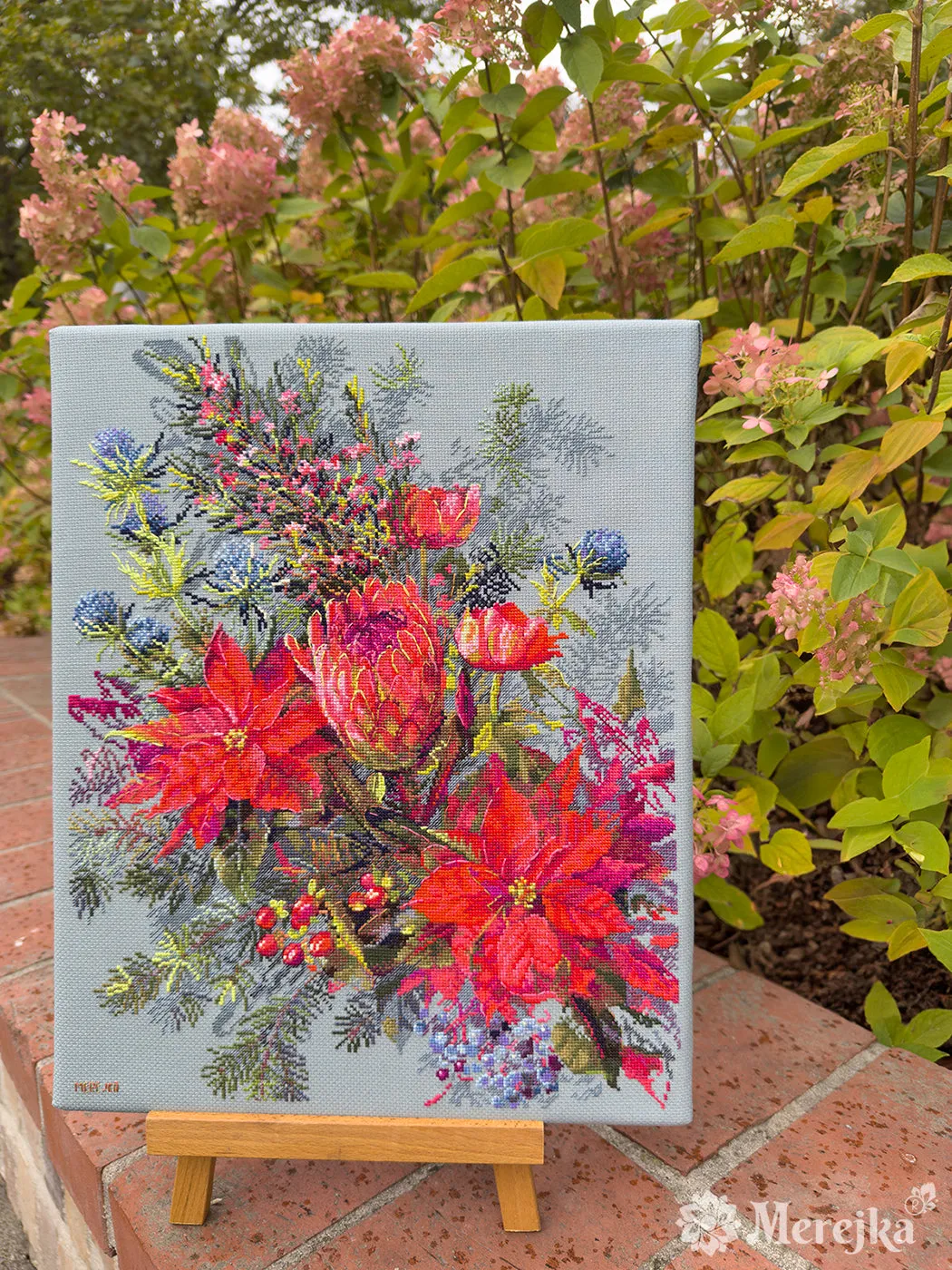 Merejka Christmas Arrangement borduurpakket kerstbloemen