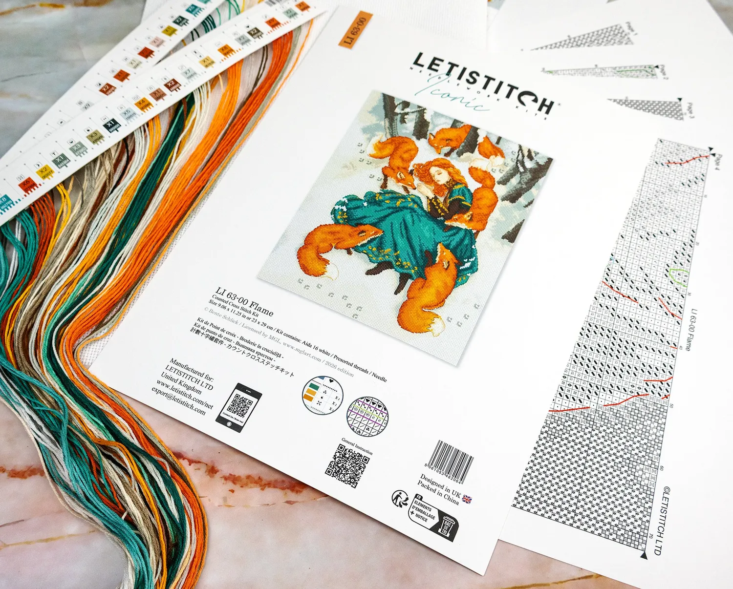 Leti Stitch LI 63-00 Flame borduurpakket 23x29 cm 55 kleuren