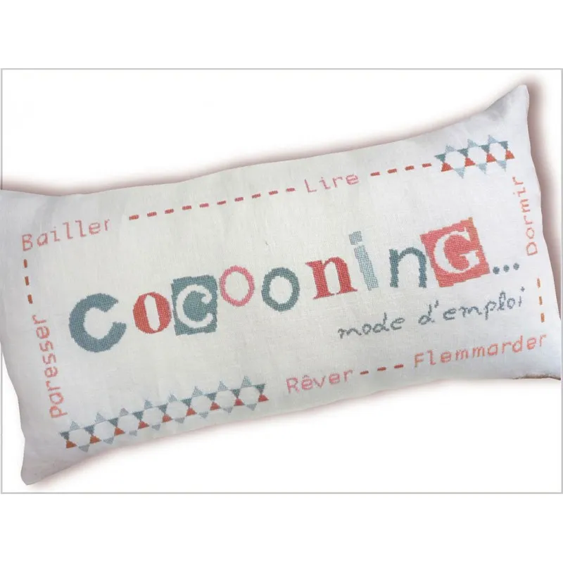 LiliPoints Cocooning kussen borduurpatroon kruissteek 60x30
