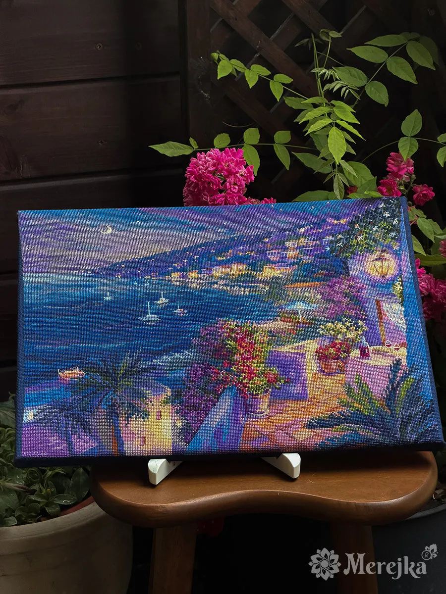 Merejka Côte d’Azur borduurpakket blauw 30x40 cm