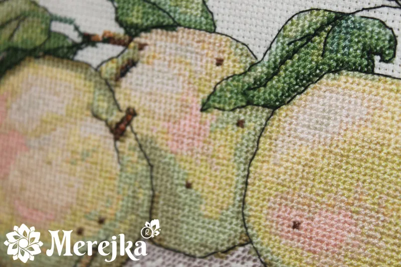Merejka Honey Apples borduurpakket 42x28 ecru Aida 16