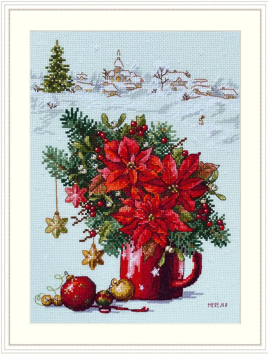 Merejka Happy Holiday borduurpakket 18x24 ijsblauw