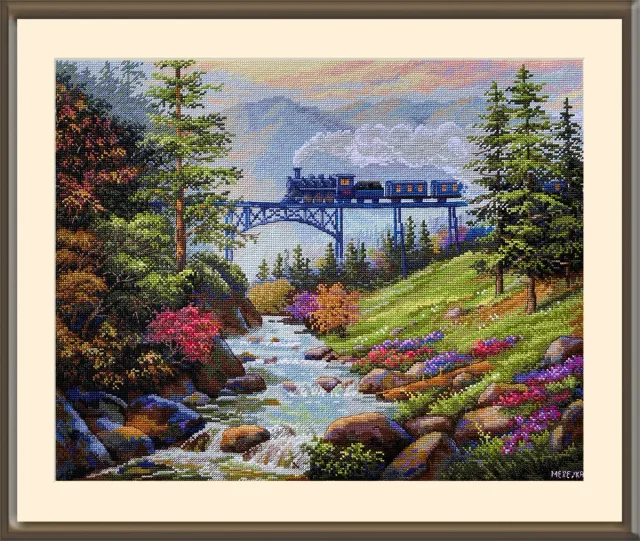Merejka Mountain Railway borduurpakket 38,5x31 cm ecru