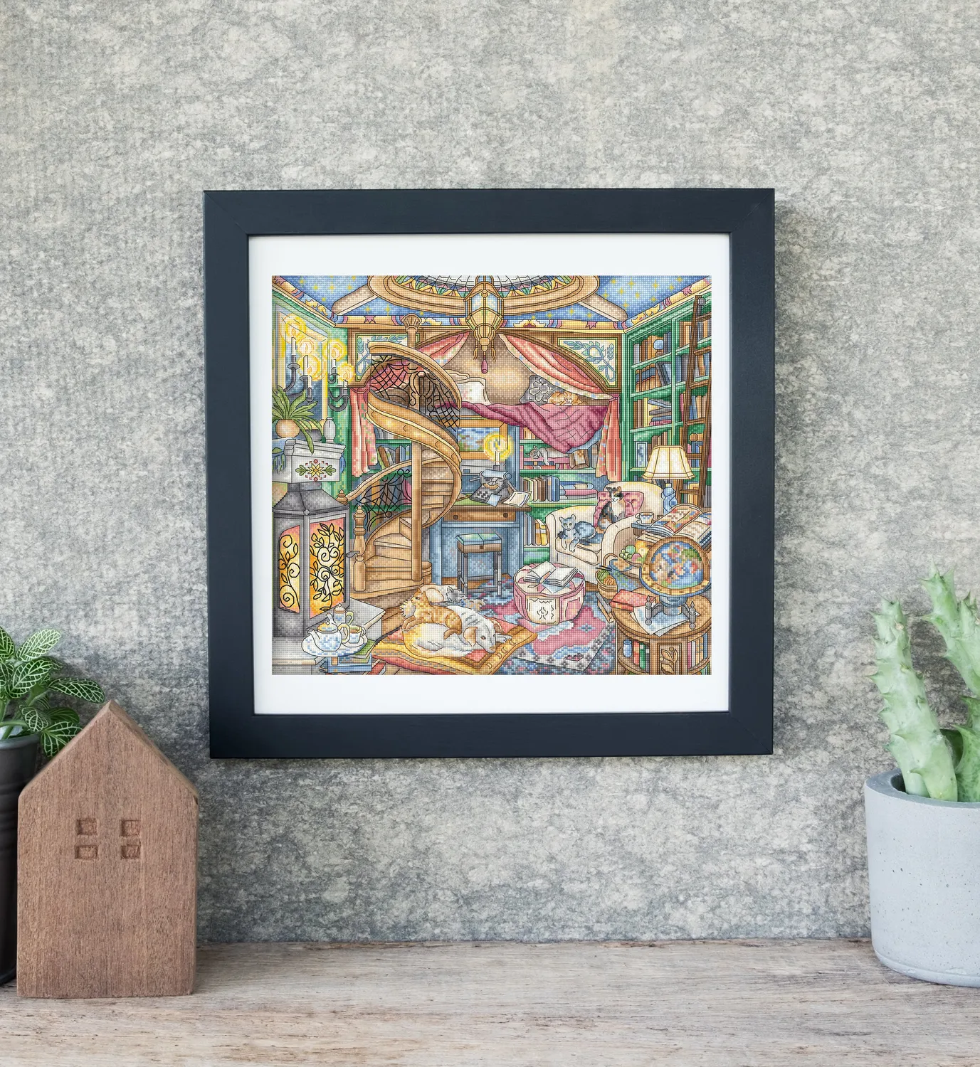 Leti Stitch L8084 Home Library borduurpakket 35x32 cm