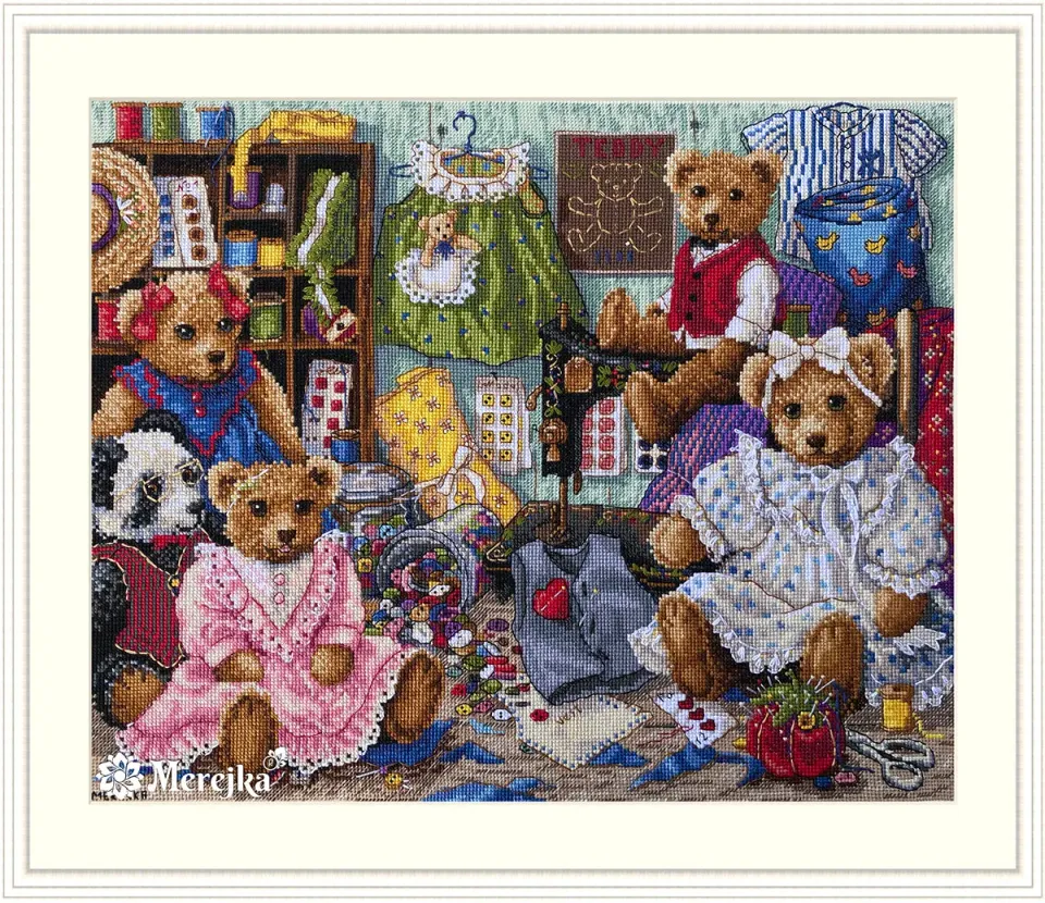 Merejka Teddy Bear Wear borduurpakket beer 29x36