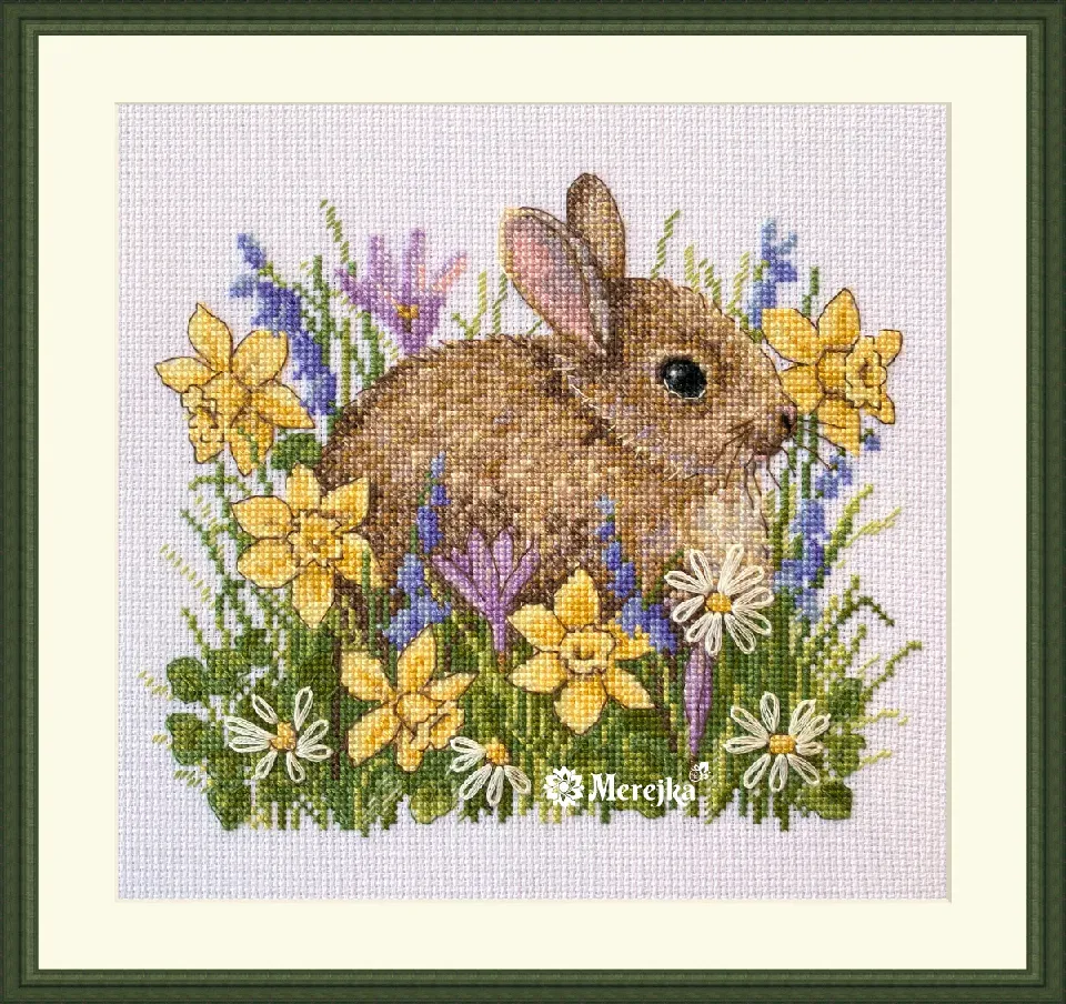 Merejka Little Rabbit borduurpakket 15x18 cm konijn