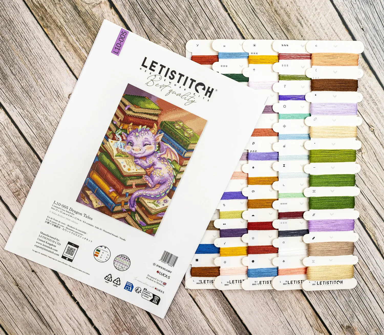 Leti Stitch L10-005 Dragon Tales borduurpakket Col. 54 Aida 16