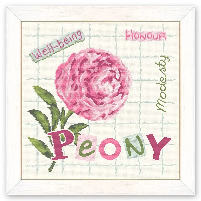 LiliPoints Peony borduurpatroon pioenroos 151x151