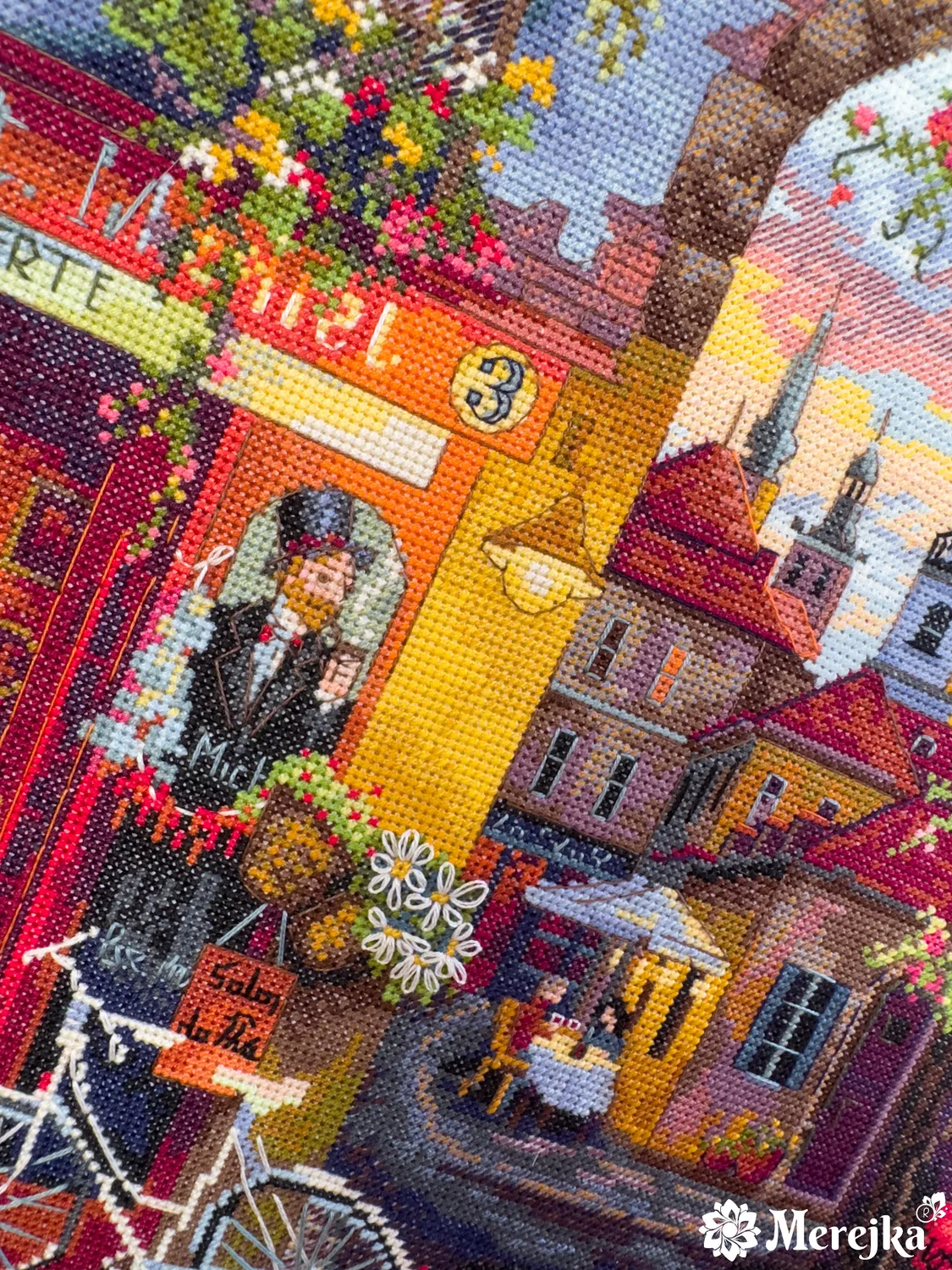 Merejka French Café borduurpakket 31x39 ijsblauw