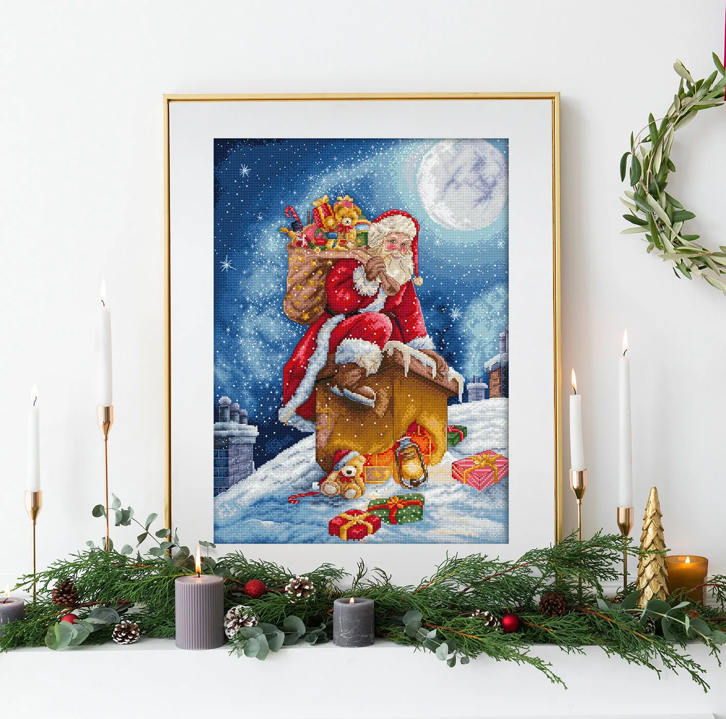 Leti Stitch L9964 Santa’s Secret Stop borduurpakket 29x40 cm