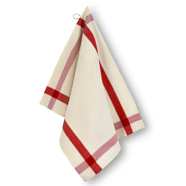 LiliPoints Grand-mère theedoek ecru rood 58x72