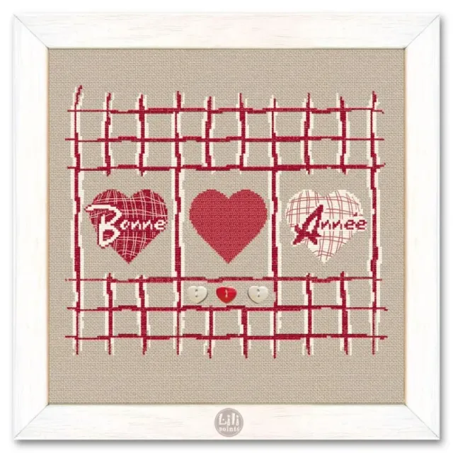 LiliPoints 3 Hearts borduurpatroon met parelmoeren harten