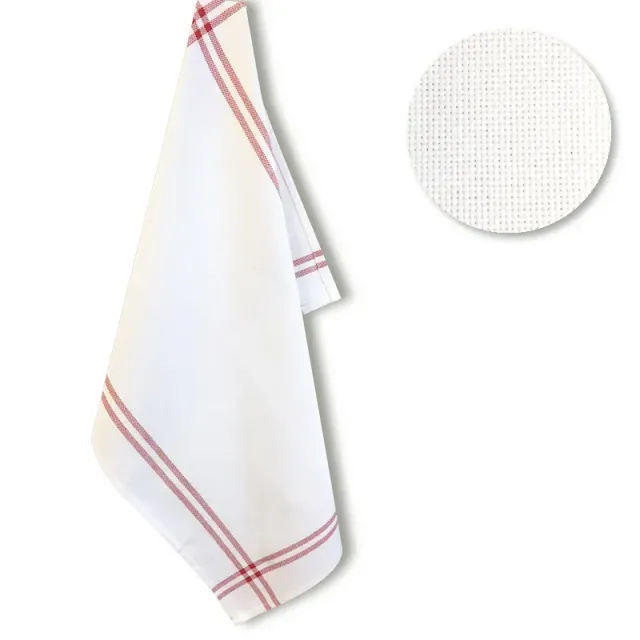 LiliPoints Isa theedoek om te borduren wit rood 40x70