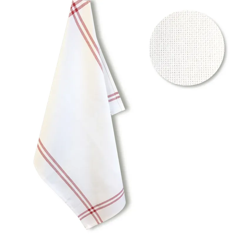 LiliPoints Isa theedoek om te borduren wit rood 40x70