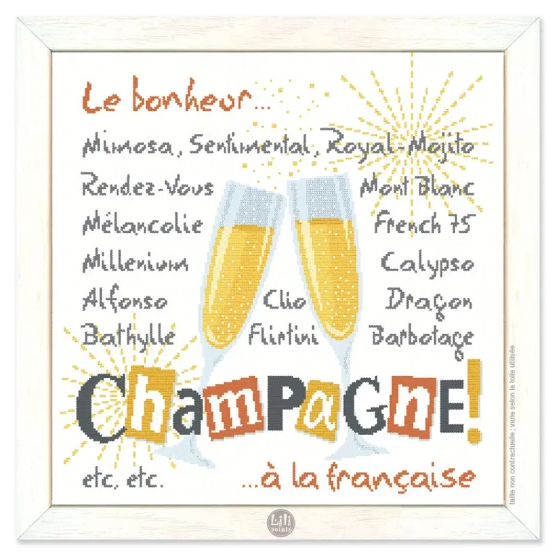 LiliPoints Le Champagne borduurpatroon kruissteek ecru