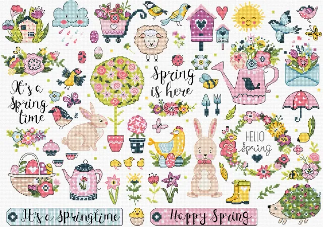 Leti Stitch L9937 Spring Sampler borduurpakket lente