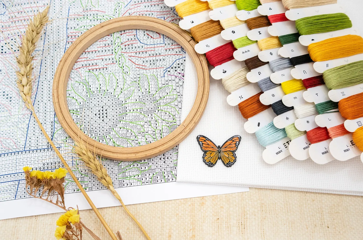 Leti Stitch L9936 Autumn Farm borduurpakket 27x35 aida