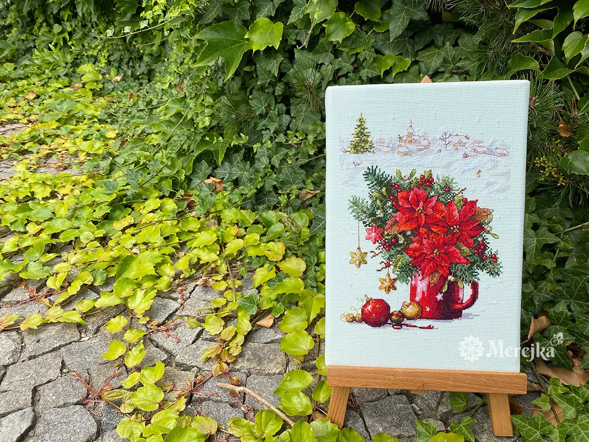 Merejka Happy Holiday borduurpakket 18x24 ijsblauw
