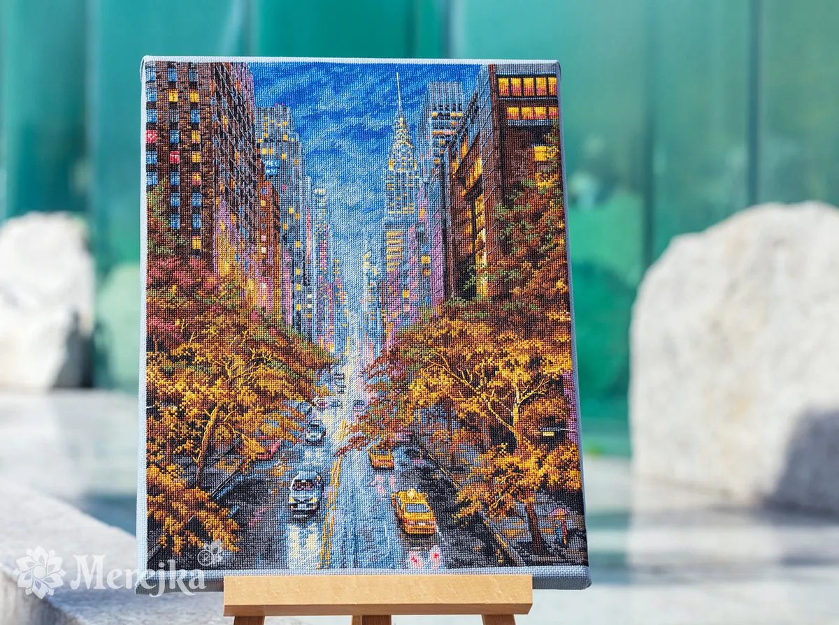 Merejka Autumn Aura borduurpakket 31x40 cm blauwgrijs