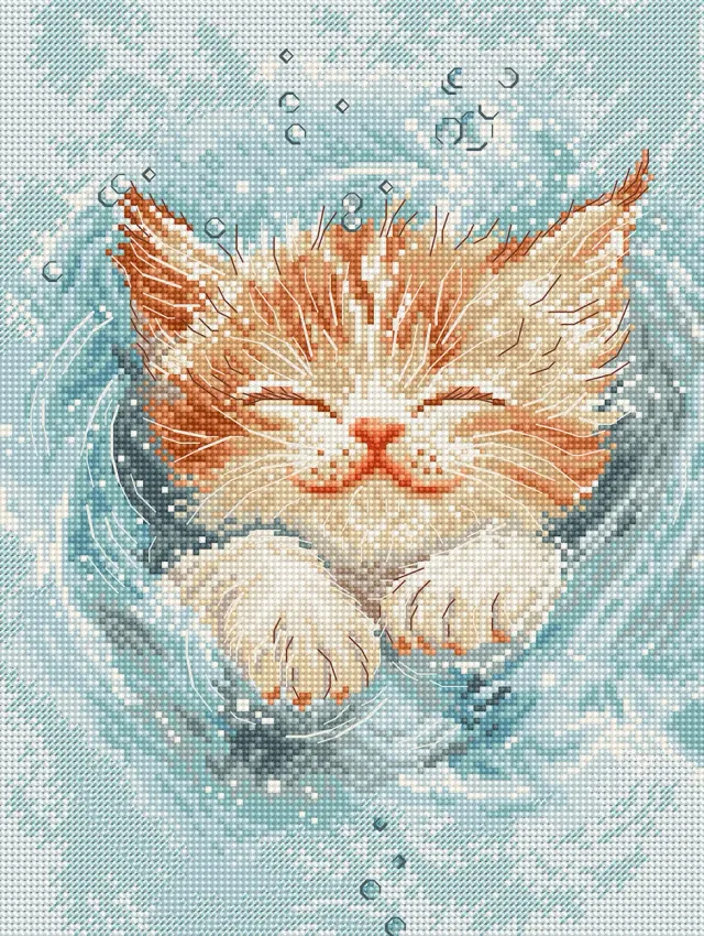Leti Stitch L9931 Splashing Playtime borduurpakket 18x24 cm dieren