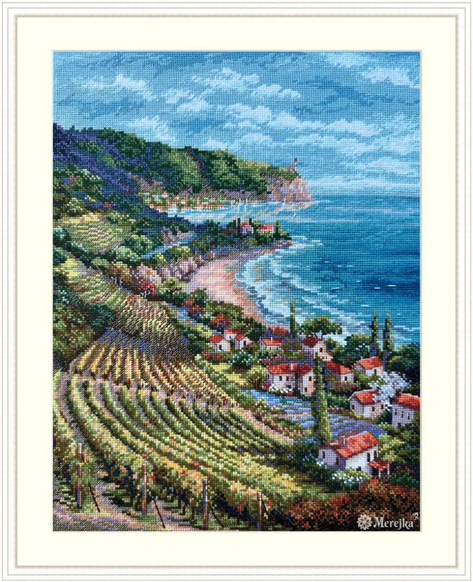 Merejka Coastline View borduurpakket 33,5x25 ecru