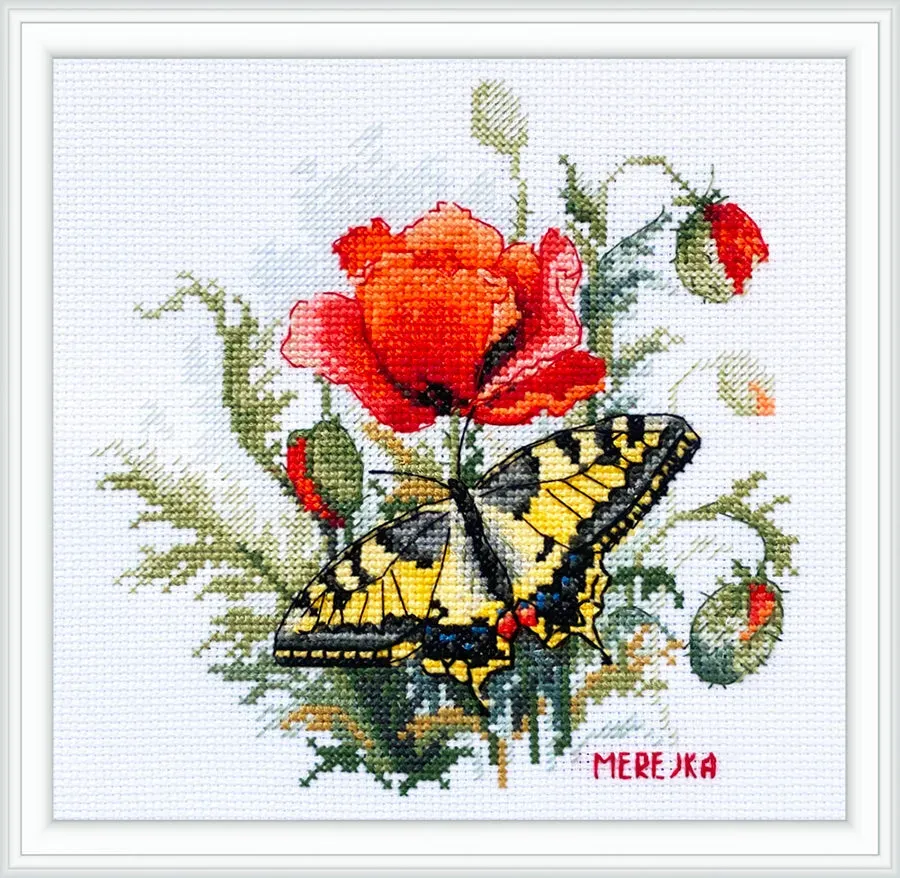 Merejka Summer Meadow borduurpakket 14x14 wit