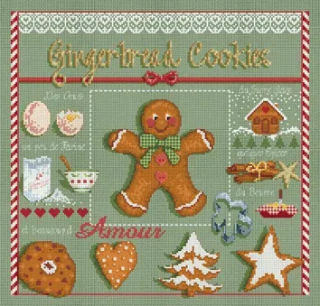 Madame la Fée GingerBread 035 borduurpatroon 2 fiches kerst