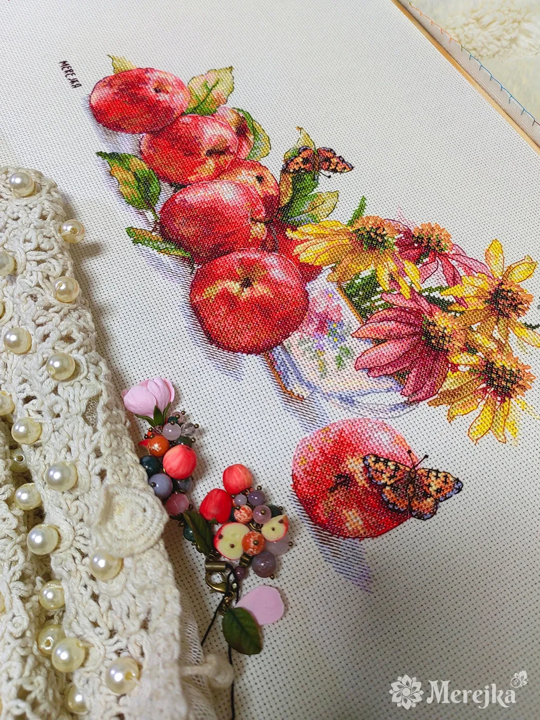 Merejka Echo of Summer borduurpakket 32x17 ecru Aida