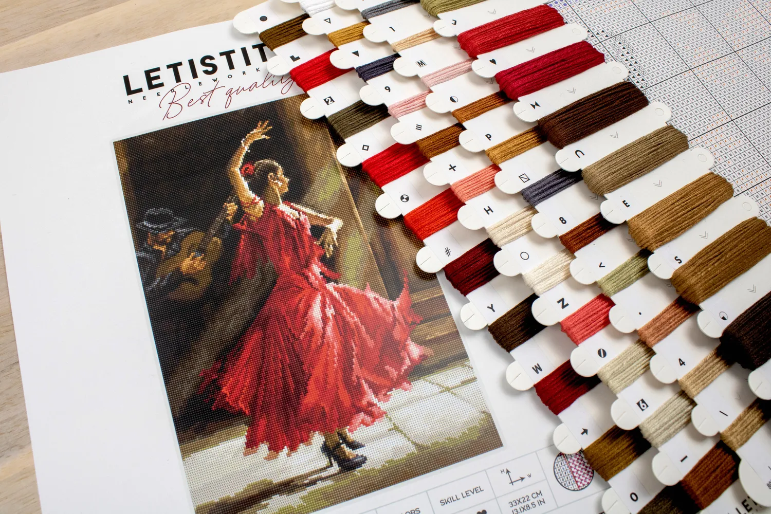 Leti Stitch L8023 Flamenco kruissteekpakket 33x22 cm