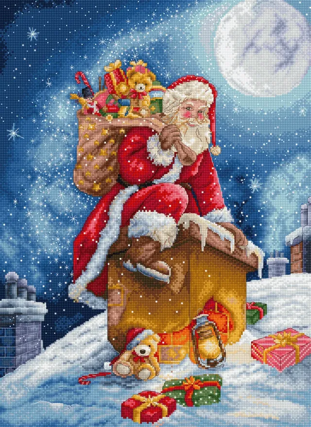 Leti Stitch L9964 Santa’s Secret Stop borduurpakket 29x40 cm