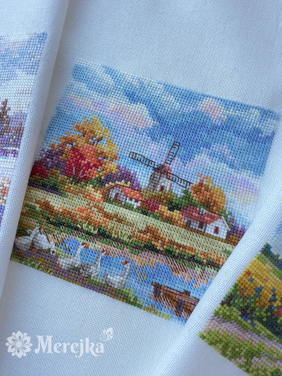 Merejka Autumn borduurpakket vogel 11,5 cm wit