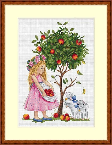 Merejka Apple Tree borduurpakket wit 30x22 cm 31 kleuren