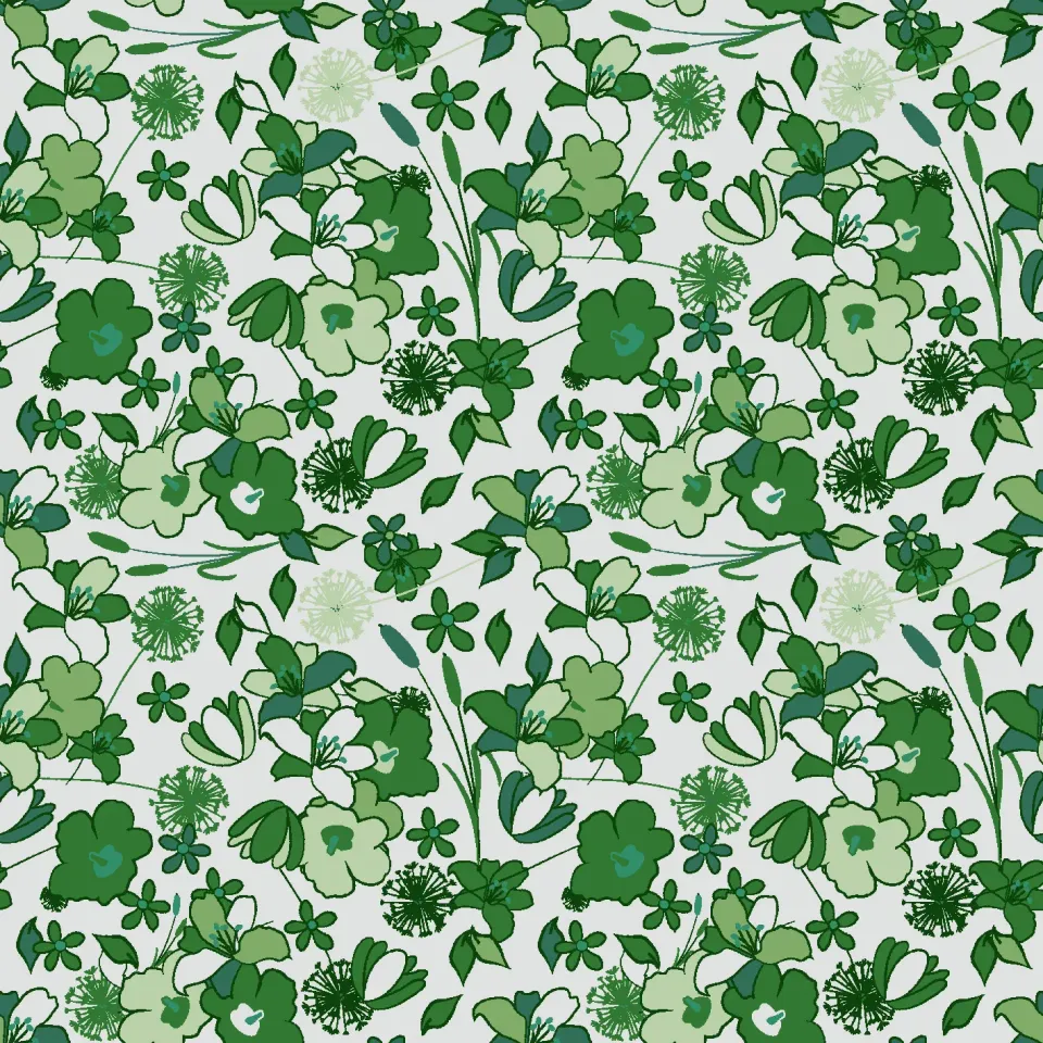 SEG Collection Privée coupon stof Green Floral 3x1,6m