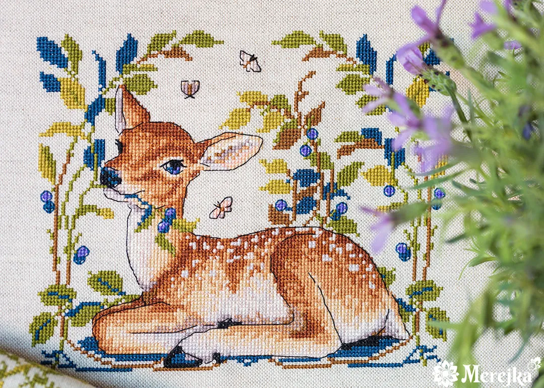 Merejka Little Fawn borduurpakket Rustico Aida 16