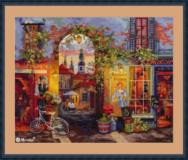 Merejka French Café borduurpakket 31x39 ijsblauw