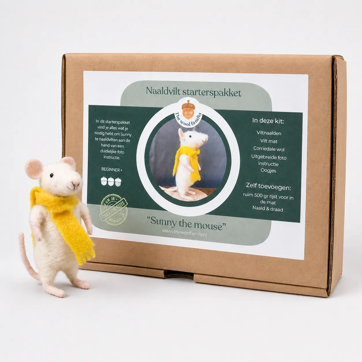 The Wool Family Sunny de muis starterspakket 8-9 cm beginners