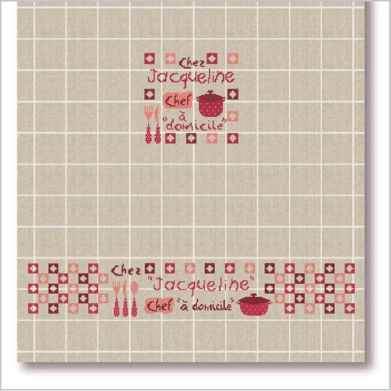 LiliPoints Theedoek kit chef borduurpakket linnen rood