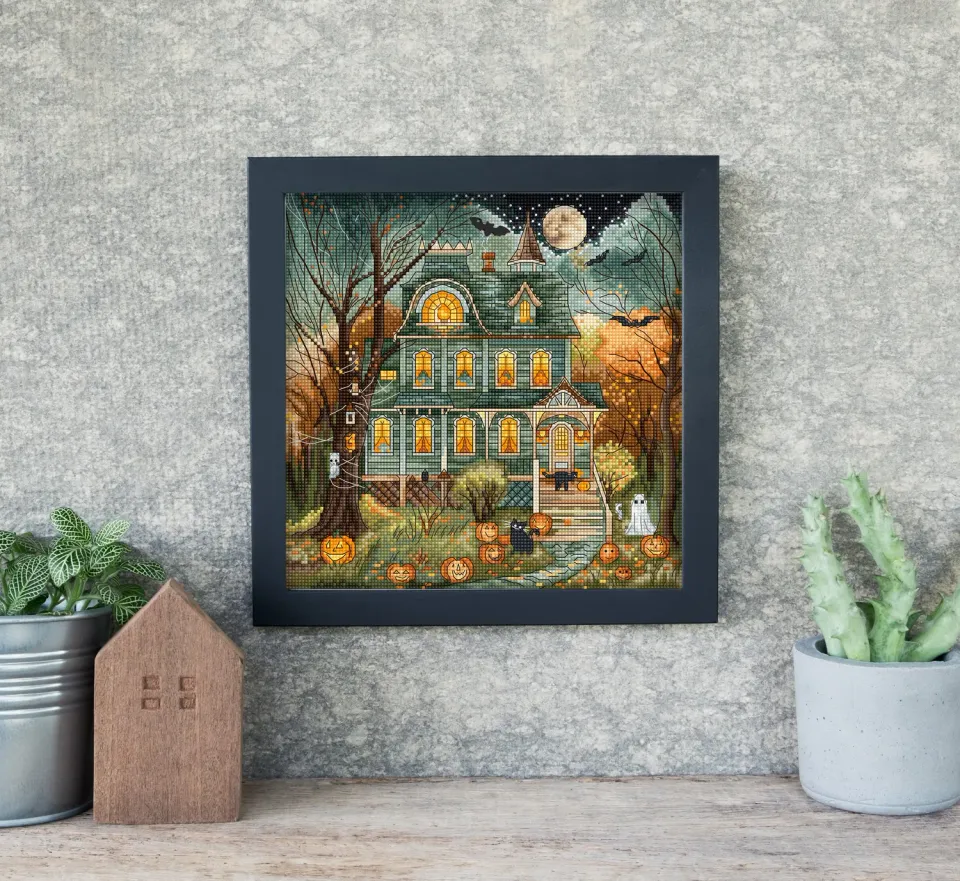 Leti Stitch Haunted House kruissteekpatroon pdf 125x126