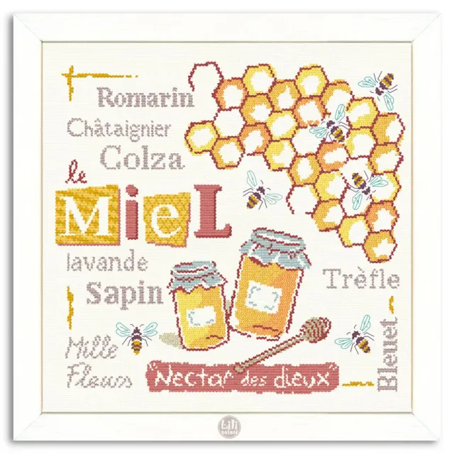 LiliPoints Honey borduurpatroon bijen vierkant
