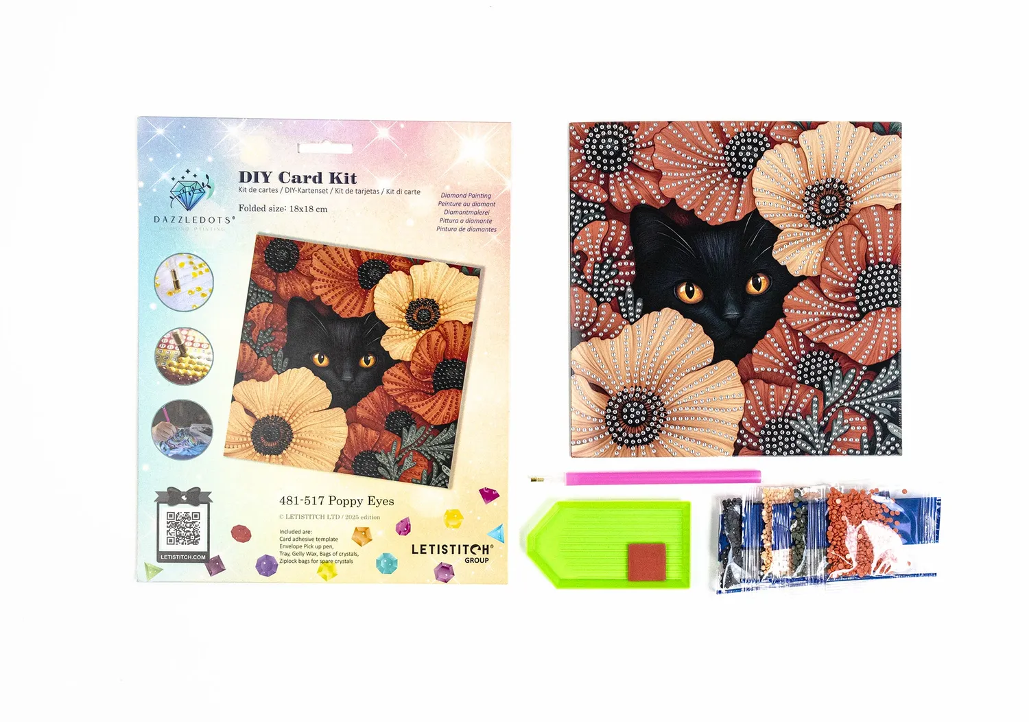 Dazzle Dots 481-517 Poppy Eyes diamond painting kaart 18cm