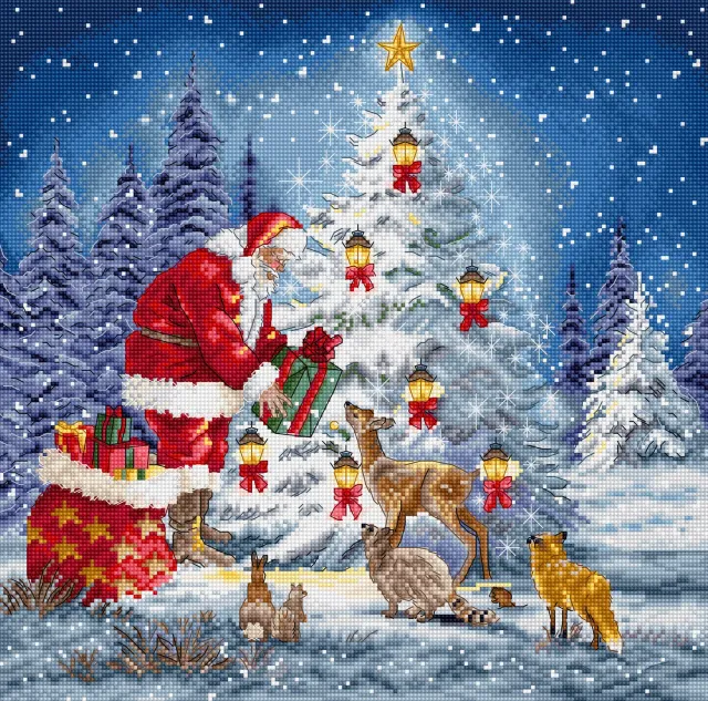 Leti Stitch L8200 Santa borduurpakket 29x29 cm kerst