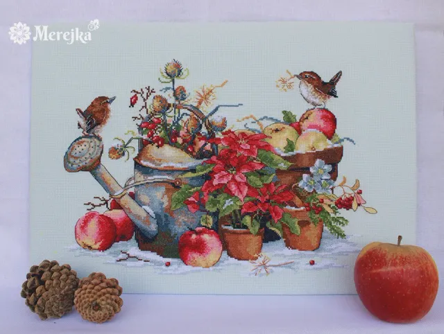 Merejka December borduurpakket 37x28 ijsblauw