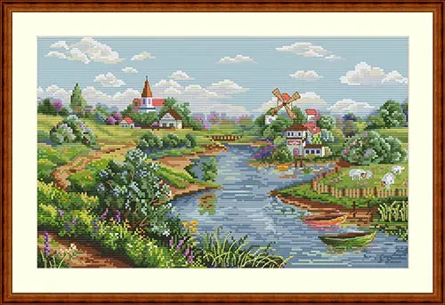 Merejka Spring View borduurpakket 20x33 cm ecru Aida
