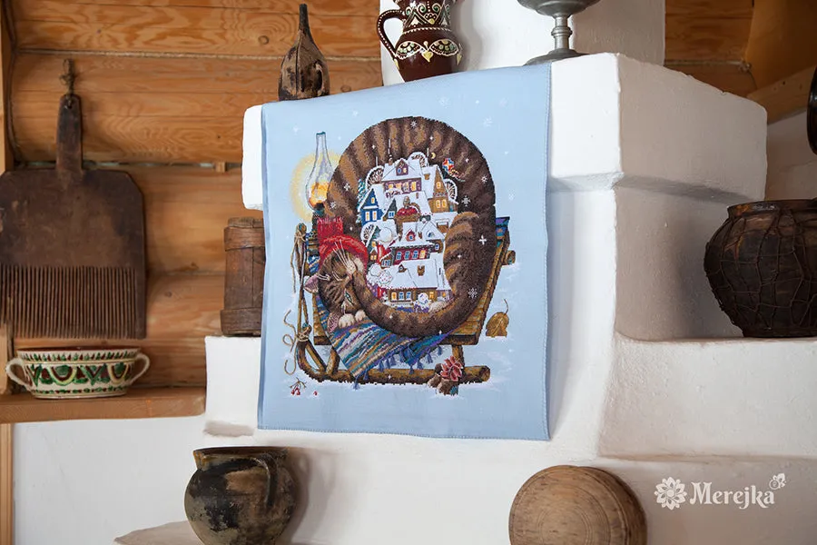 Merejka Cozy Winter borduurpakket 36x36cm ijsblauw
