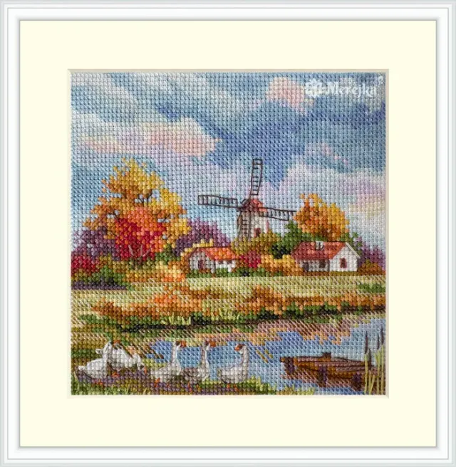 Merejka Autumn borduurpakket vogel 11,5 cm wit
