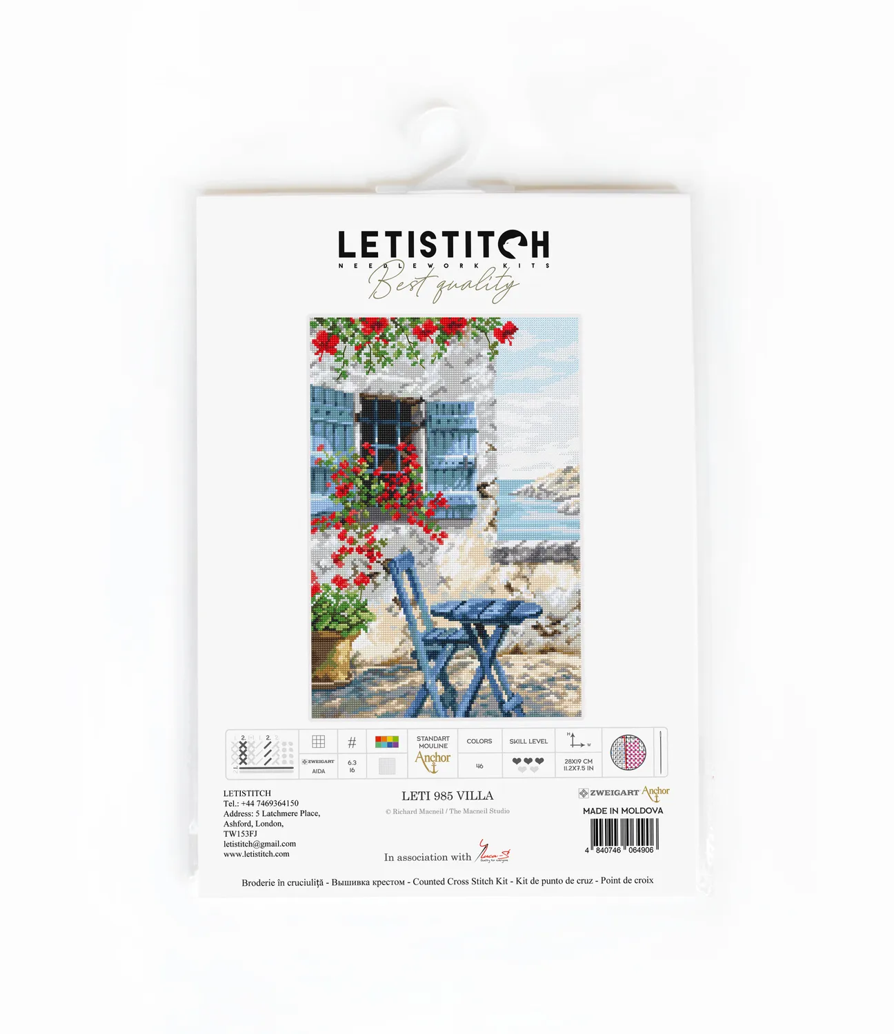 Leti Stitch 985 Villa borduurpakket 28x19 cm zee